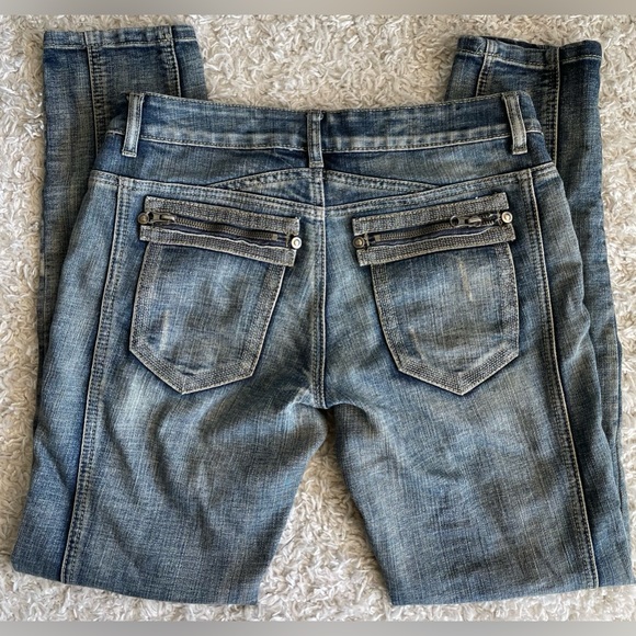 Y2K BONGO EMBELLISHED ZIP POCKET JEANS SZ 7 - Picture 8 of 9